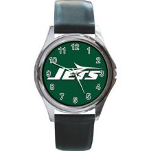 New York Jets Unisex Silver-Tone Round Metal Watch 03