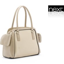 Next Large Ladies Light Beige Leather Hobo Shoulder Handbag Purse Bag