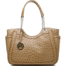 Nicole Ostrich Scoop Double Shoulder Bag w/Chain Handle ...