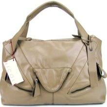 NICOLI Italian Designer Beige Leather Large Tote Handbag