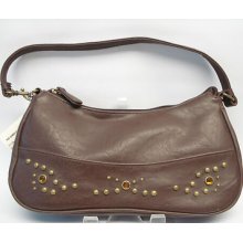 No Boundaries Brown Gold Studs Handbag Clutch Purse Dress Bag Wrist Strap