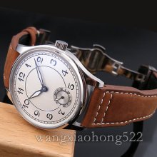 No Logo White Dial Second 6 Hand Winding 6498 Deployment Buckle Mens Watch 030