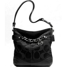 â™¥nwt Coach 19730 Signature Black Chain Duffle Hoboâ™¥great Giftâ™¥ Lk