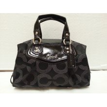 NWT! Medium Black Ashley Dotted Signature Op Satchel Shoulder Bag F20027