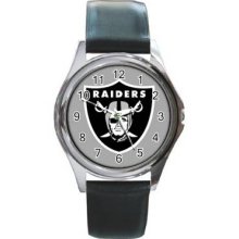 Oakland Raiders Unisex Silver-Tone Round Metal Watch 05