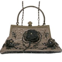 Oblong Rose Purse - Gray-Vintage/Classic