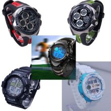 Ohsen Day Date Fashion Army Waterproof Sports Men Mens Quartz Wrist Watch