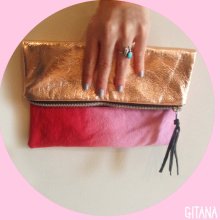 Ombre Metallic Fold-Over Clutch