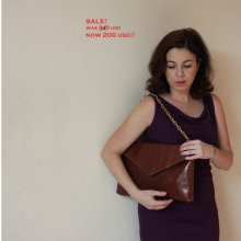 ON SALE - Leather envelope clutch,Brown purse, oversized envelope clutch, Dalfia leather handbag,