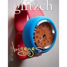 Orange Big Round Men Lady Silicone Slap Wristband Party Holiday Gift Watch