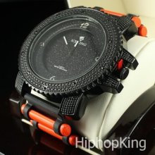 Orange Black Rare Combination Classy Hip Hop Icy Watch Mens 50 Cents Trend