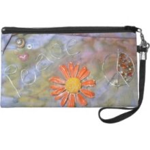 Orange Peace Collage Wristlet Purse