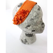 Orange Silk Fascinator with Fabric Embellishment