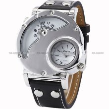 Oulm Big Case White Dial Dual Core Circular Analog Men Sport Quartz Watch Foulm