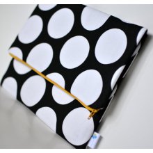 Oversized Foldover Clutch in Polka Dot, Golden Yellow Zipper