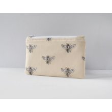 Padded camera pouch:Honey bee old english style print in cream with protective padding.