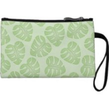 Pale Green Leaf Pattern. Wristlets