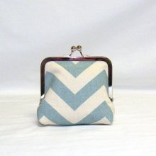 Palm Clutch/Make Up Bag in an unbleached canvas in aqua and natural/cream