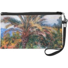 Palm Tree at Bordighera - Claude Monet Wristlet Purses