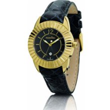 Pandora 18K Gold Imagine Watch - Black Leather Band - 812013BK