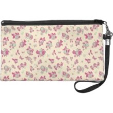 Pastel Blue and Pink Vintage Floral Wristlet