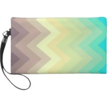 Pastel Ombre Chevron Pattern Mod Turquoise Purple Wristlet Purse