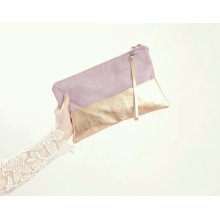 PASTEL SUEDE Clutch. Metallic Clutch. Mothers Day Gift. Wrist Strap Clutch. Bridesmaid Bag. Wedding Clutch. Pastel and Metallic.