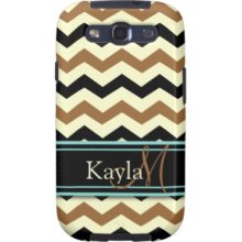 Personalized Mocha, Black and Ivory Chevron Samsung Galaxy S3 Case