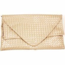 Pewter basket weave envelope design clutch evening purse