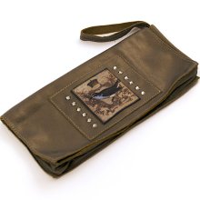 pewter leather clutch