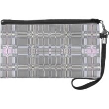 Pink and Gray Chromatic Pattern Bagettes Bag Wristlet Clutch