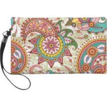 Pink and turquoise paisley Wristlet Clutch