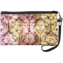 Pink and Yellow Damask Pattern Wristlet Clutches