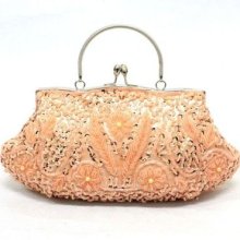 Pink Champagne Beaded Evening Bag