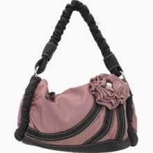 Pink Flower Purse Zipper Detail Faux Leather Handbag Cocktail Bag Vegan Girly