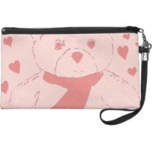 Pink Toned Teddy Bear Wristlet Purses