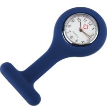 Practical Nurse Watch- Blue Silicone Portable Lady's Brooch Style Pocket Watch