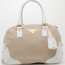 Prada Beige/White Bauletto Satchel