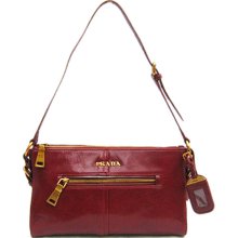 Prada BR0608 Vitello Shine Shoulder Bag Red