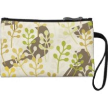 Pretty Elegant Birds in Leaf Treetops Pattern Wristlet Purses