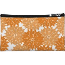 Pretty Girly Orange Flower Blossoms Floral Print Makeup Bag