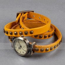 Punk Style Retro Vintage Quartz Pu Leather Roma Number Dial Quartz Wrist Watch