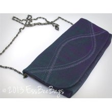 Purple iridescent silk wedding bridesmaid clutch purse with detachable chain strap