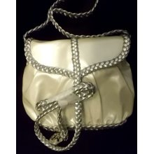 Purse Pouch Silver Redken 5th Avenue Nyc Ivory Braid Wedding Evening Bag