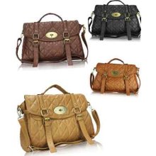 Quilted Fx Leather Crossbody Satchel Shoulder Buckle Bag School Work Handbag