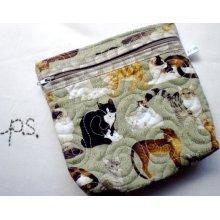 Quilted Pouch/Bag for Cat Lovers