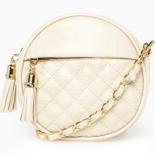 Quilted Round Mini Purse - ivory One Size