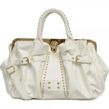 Raelene Studded Satchel Bag White