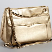 Rebecca Minkoff gold metallic leather 'Swing' chain shoulder bag