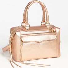 Rebecca Minkoff 'M.A.B. - Mini' Metallic Leather Satchel Rose Gold